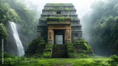 Ancient temple in lush jungle