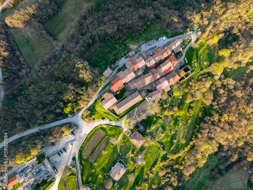 Fotografie Croatia, view from above of beautiful small town Hum on Istrian peninsula