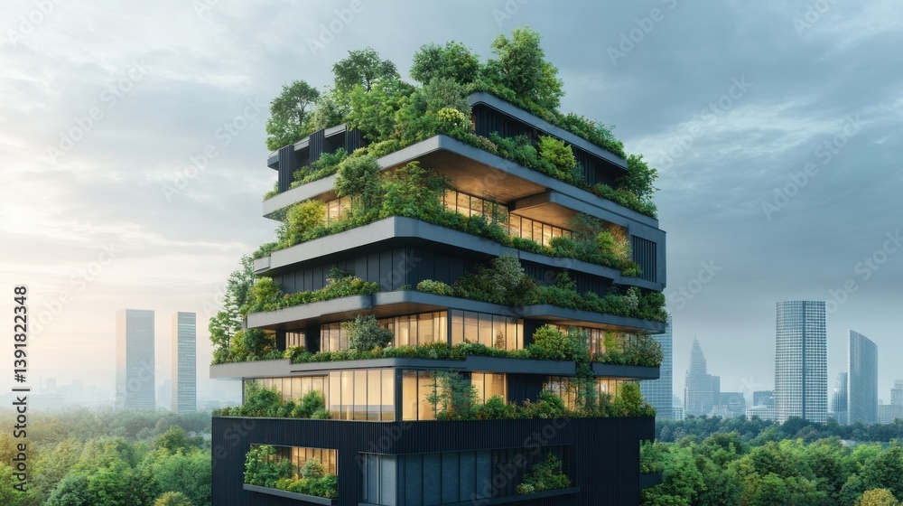 Modern sustainable vertical garden building Modern sustainable vertical garden building