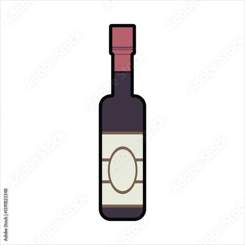 Wine Bottle Icon - Alcoholic Beverage Vector Illustration