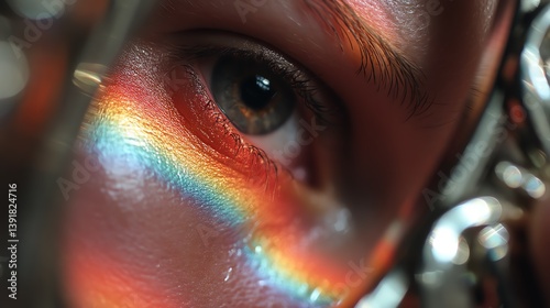 Beautiful Gay Man with Glitter, Rainbow Coloers photo