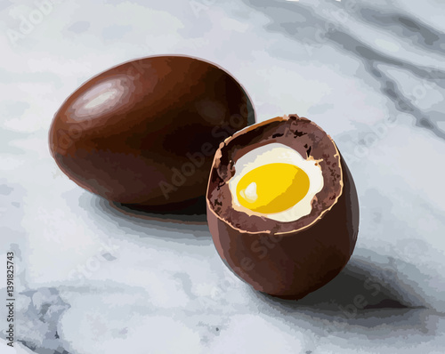 abstract illustration of bunny eggs from Easter day chocolate