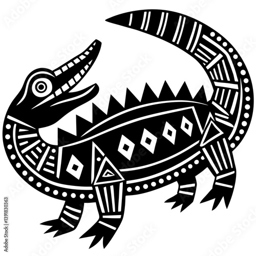 Crocodile tribal vector graphic design silhouette