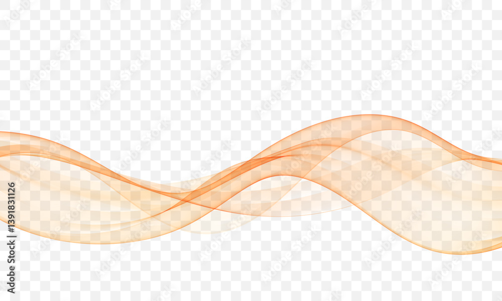 Obraz premium Abstract orange waves gracefully flowing on a transparent background, conveying energy and movement.