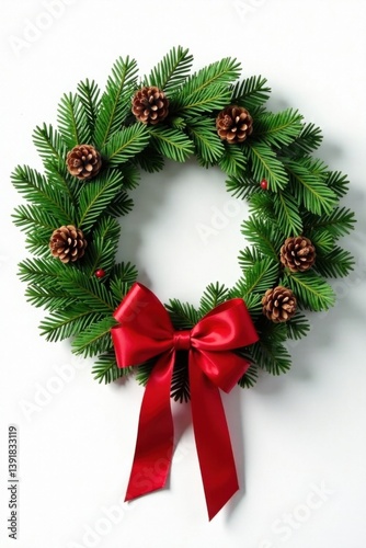 Wallpaper Mural Evergreen branch wreath with ribbon and pinecones, pinecones, festive, branches Torontodigital.ca