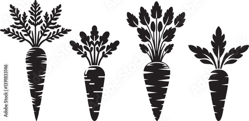 Carrot silhouette vector art illustration. Carrot vector icon. 