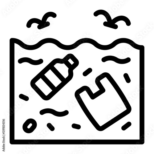 This Ocean icon is suitable for Earth Day, Save the Earth, Plastic Pollution, etc