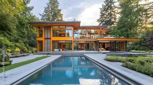 modern luxury villa with swimming pool and elegant architectural design highlighting contemporary style and outdoor living space