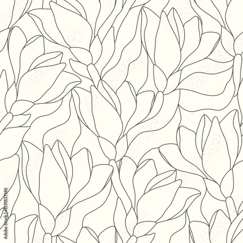 Artistic botanical vector background. Decorative seamless pattern with abstract shapes of leaves and herbs. Artisanal allover print in style of stained glass, for fabric, textile, paper, package