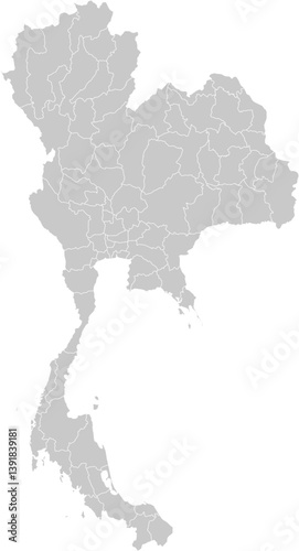 Thailand administrative vector map with level 1 region boundaries – PPT-compatible & fully editable by region