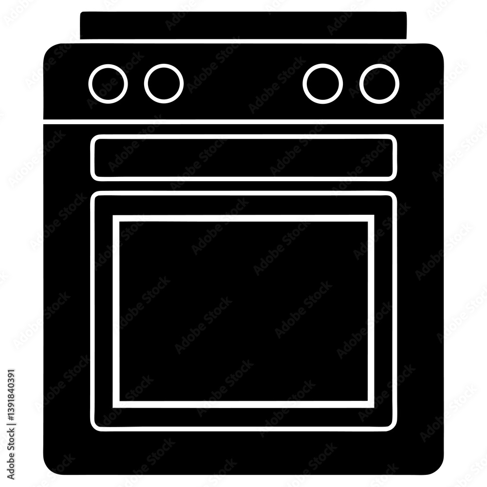Minimalist Oven Silhouette Icon Vector in Monochrome. Minimalist Oven Silhouette Icon Vector in Monochrome.