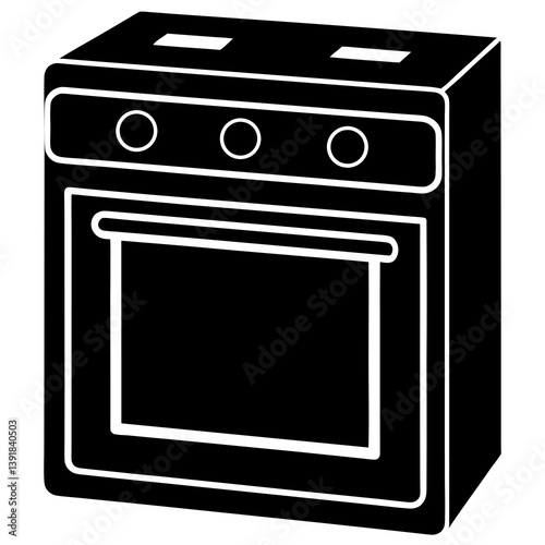 Oven Icon Silhouette Black and White Vector Design.