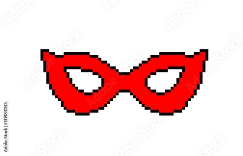 Mardi Gras, Carnival Mask, pixel drawing of carnival mask. For embroidery, design, children's creativity. Mosaic.