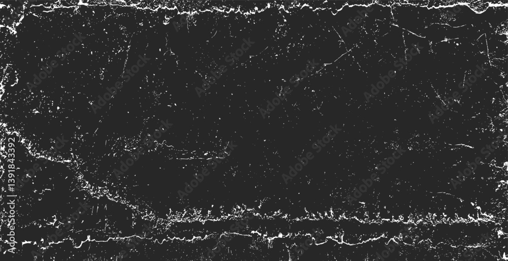 Grunge texture pattern frame. Black design border. Old paper vector illustration.