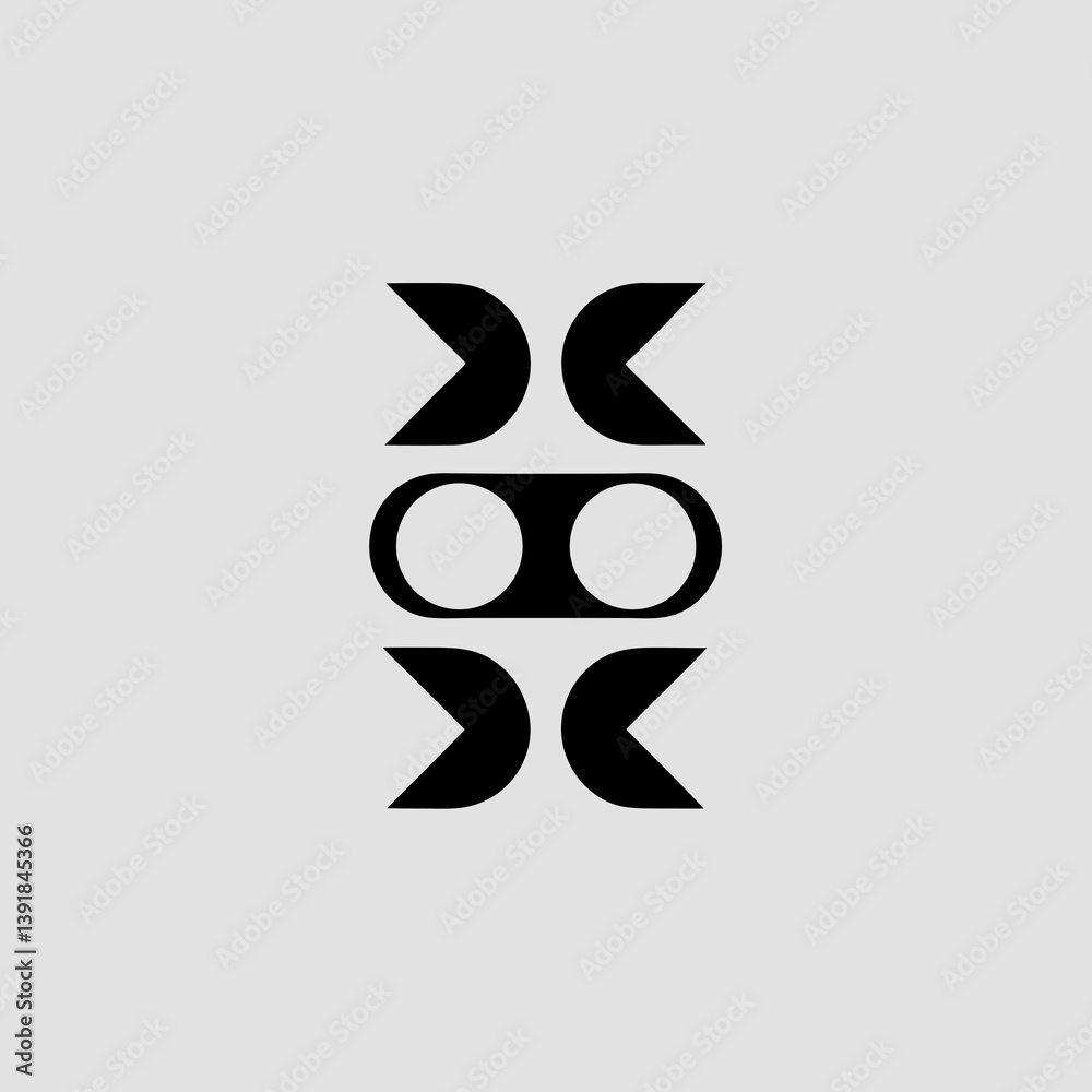 Geometric design with circles and arrow like shapes black Geometric design with circles and arrow like shapes black