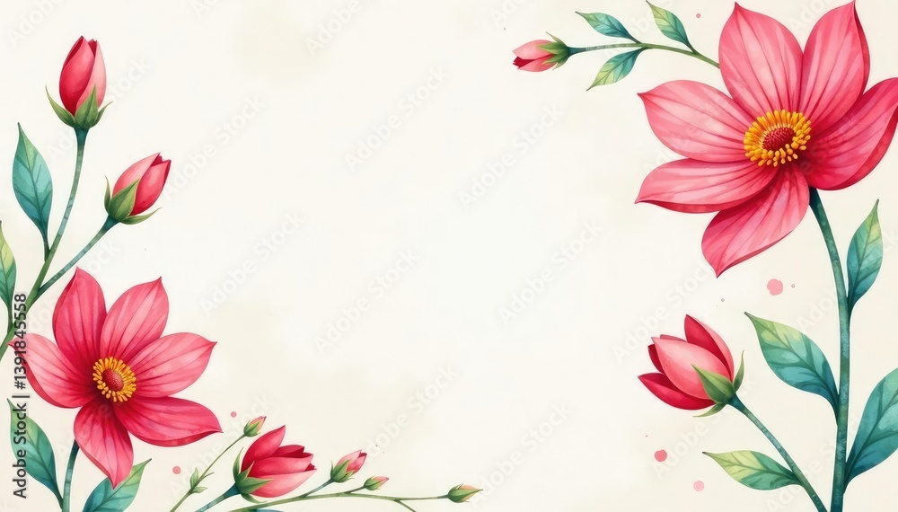 Naklejka premium Delicate watercolor floral pattern on light background, floral, botanical