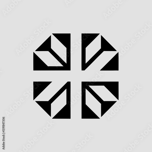 Geometric cross design with triangular and diamond shapes