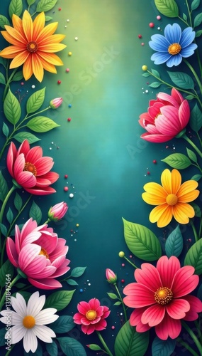 Colorful Floral Banner in Garden , flowers, banners, colorful