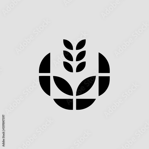 Geometric wheat stalk inside a segmented circle design