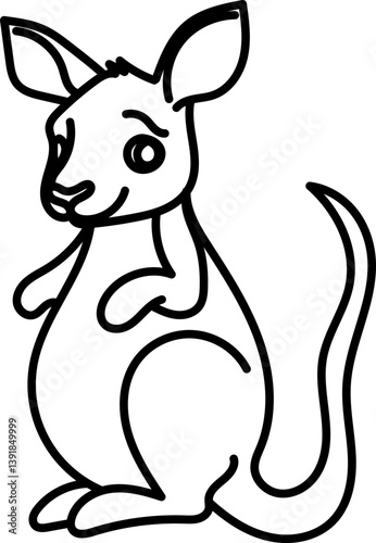 Coloring Page Outline of Cartoon Kangaroo. Wild Animals. Coloring Book for Kids.