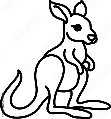 Coloring Page Outline of Cartoon Kangaroo. Wild Animals. Coloring Book for Kids.