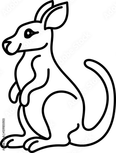 Coloring Page Outline of Cartoon Kangaroo. Wild Animals. Coloring Book for Kids.