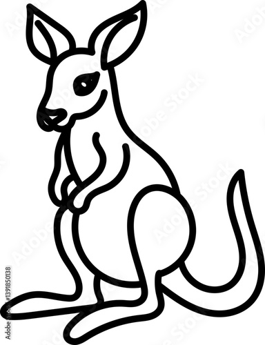 Coloring Page Outline of Cartoon Kangaroo. Wild Animals. Coloring Book for Kids.