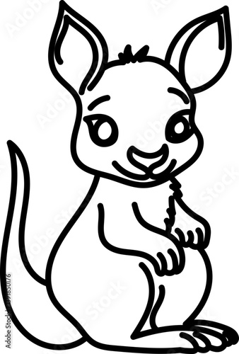 Coloring Page Outline of Cartoon Kangaroo. Wild Animals. Coloring Book for Kids.
