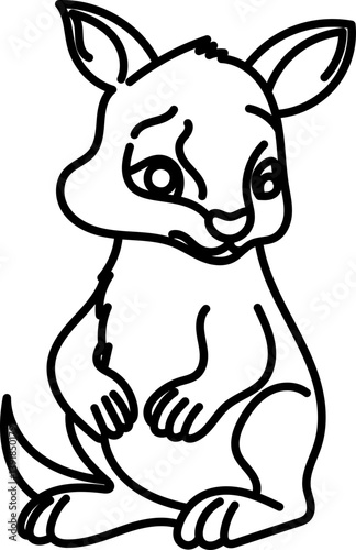 Coloring Page Outline of Cartoon Kangaroo. Wild Animals. Coloring Book for Kids.