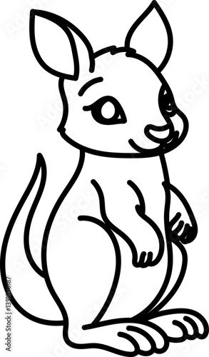 Coloring Page Outline of Cartoon Kangaroo. Wild Animals. Coloring Book for Kids.