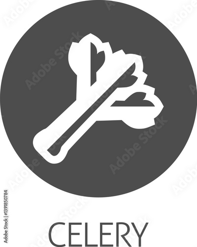 Celery vegetable food stylised icon concept. Possibly an icon for the allergen or allergy.