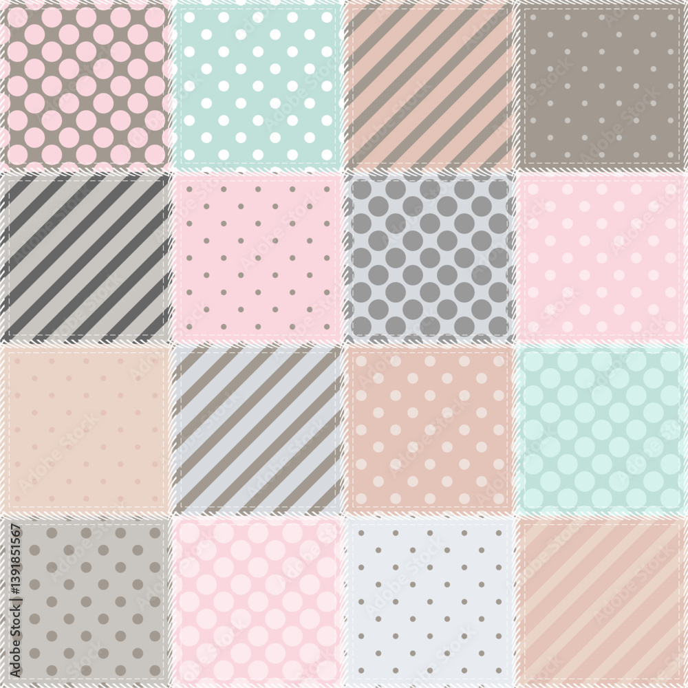 Patchwork print wallpaper background with different patterns quilting hobby craft handmade Patchwork print wallpaper background with different patterns quilting hobby craft handmade