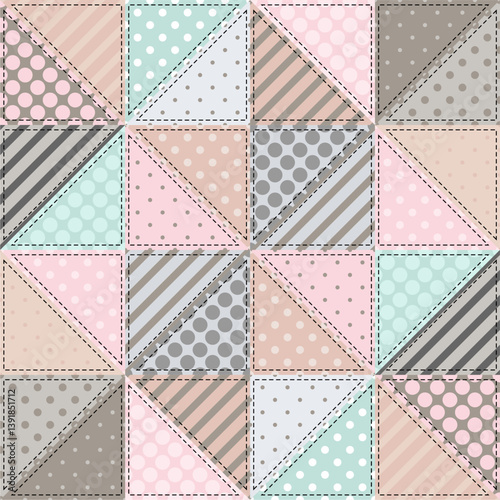 Patchwork print wallpaper background with different patterns quilting hobby craft handmade	
