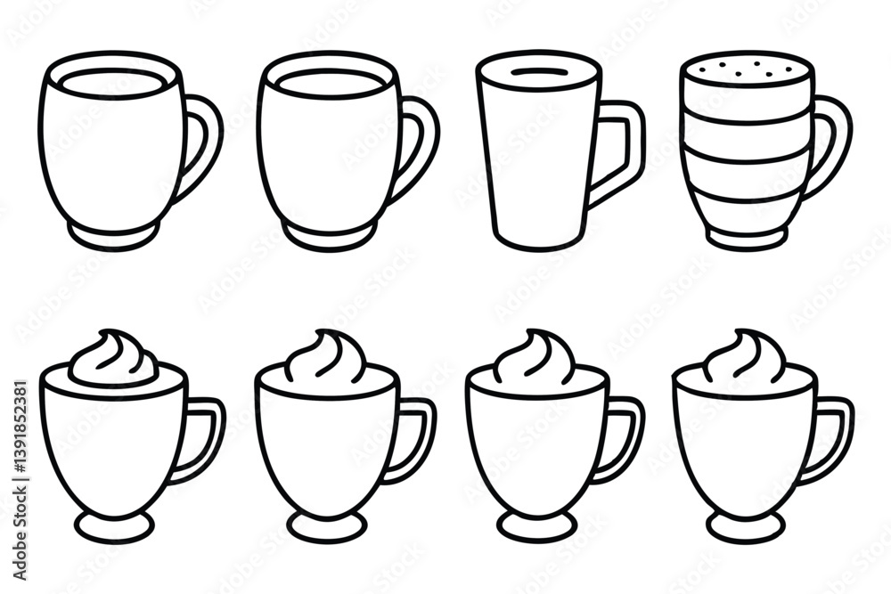 Latte Line Art Simple Drawing for Stylish Coffee Illustration Latte Line Art Simple Drawing for Stylish Coffee Illustration