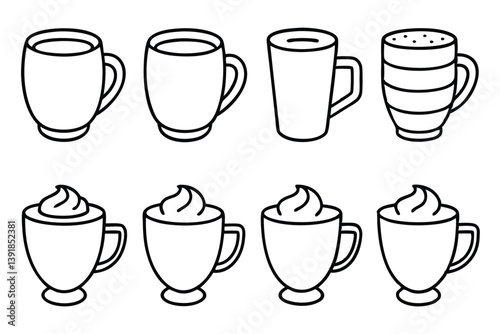 Wallpaper Mural Latte Line Art Simple Drawing for Stylish Coffee Illustration   Torontodigital.ca