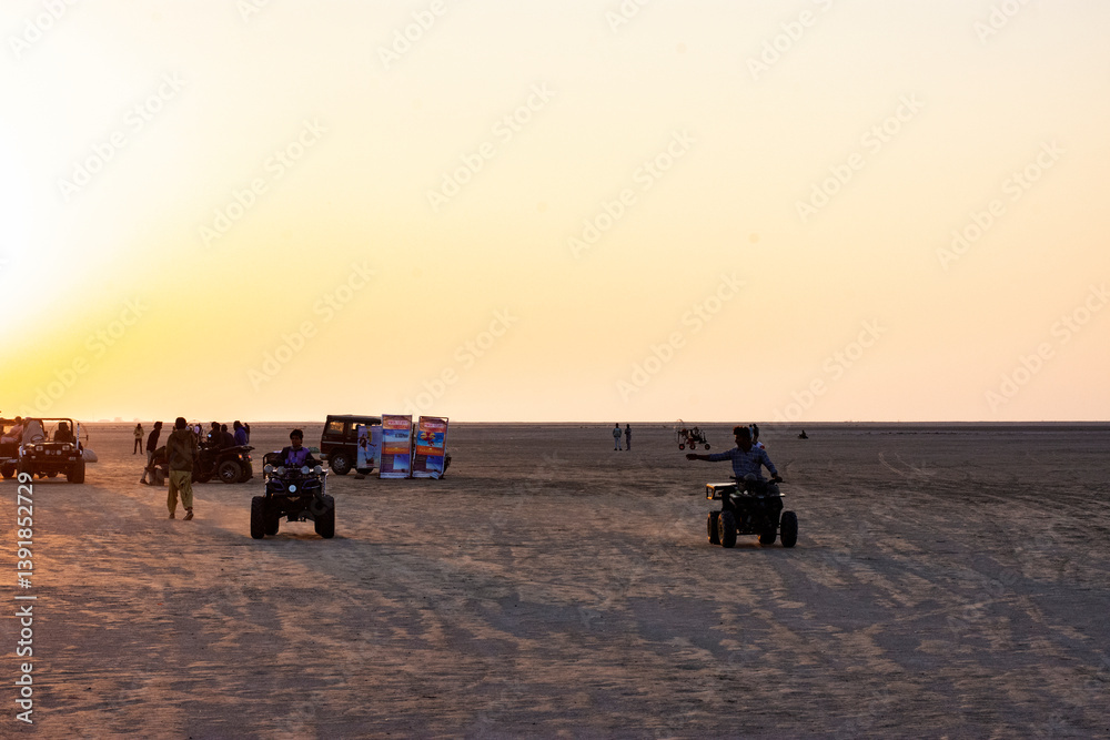 ATV Biking Adventure at Sunset in White Desert of Rann of Kutch