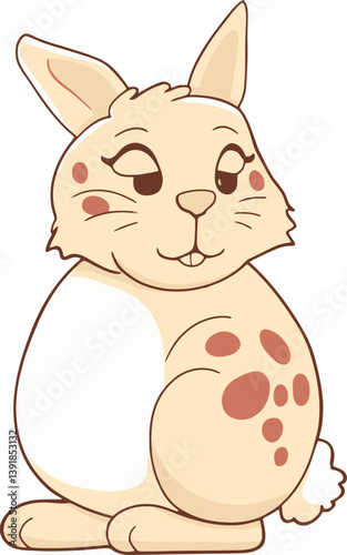 Sleepy Spotted Cartoon Bunny 