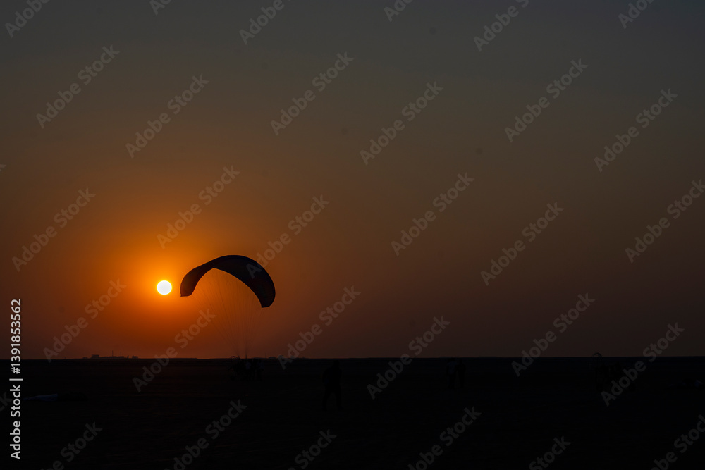 Adventure Parasailing Over the White Salt Desert at Rann of Kutch
