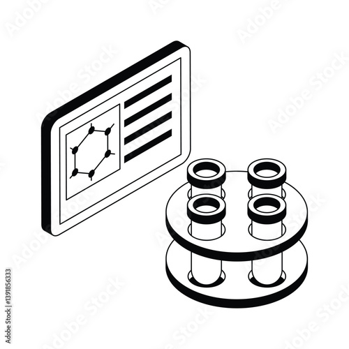 Modern isometric style icon showing chemistry lecture