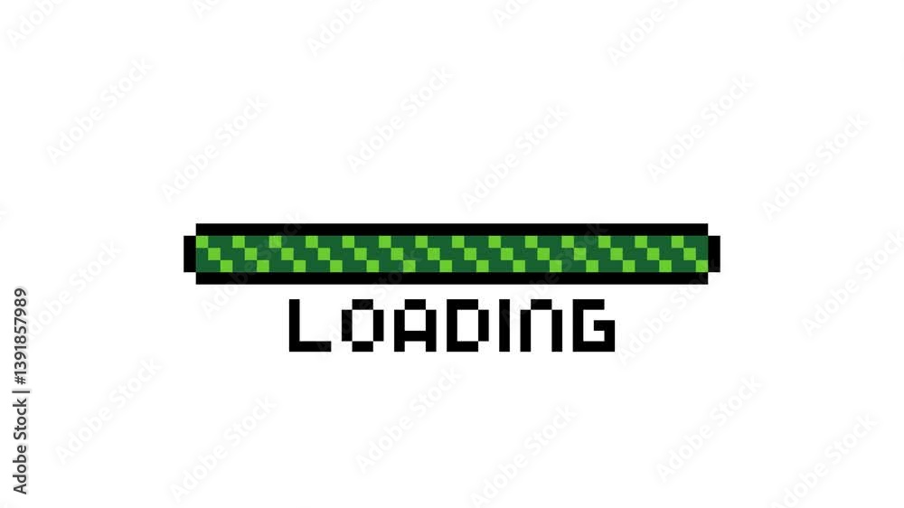 Pixel art loading video game with alpha channel
