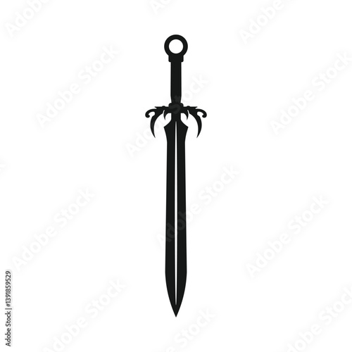 Black and white drawing of a sword icon template for your website design, logo, app, UI