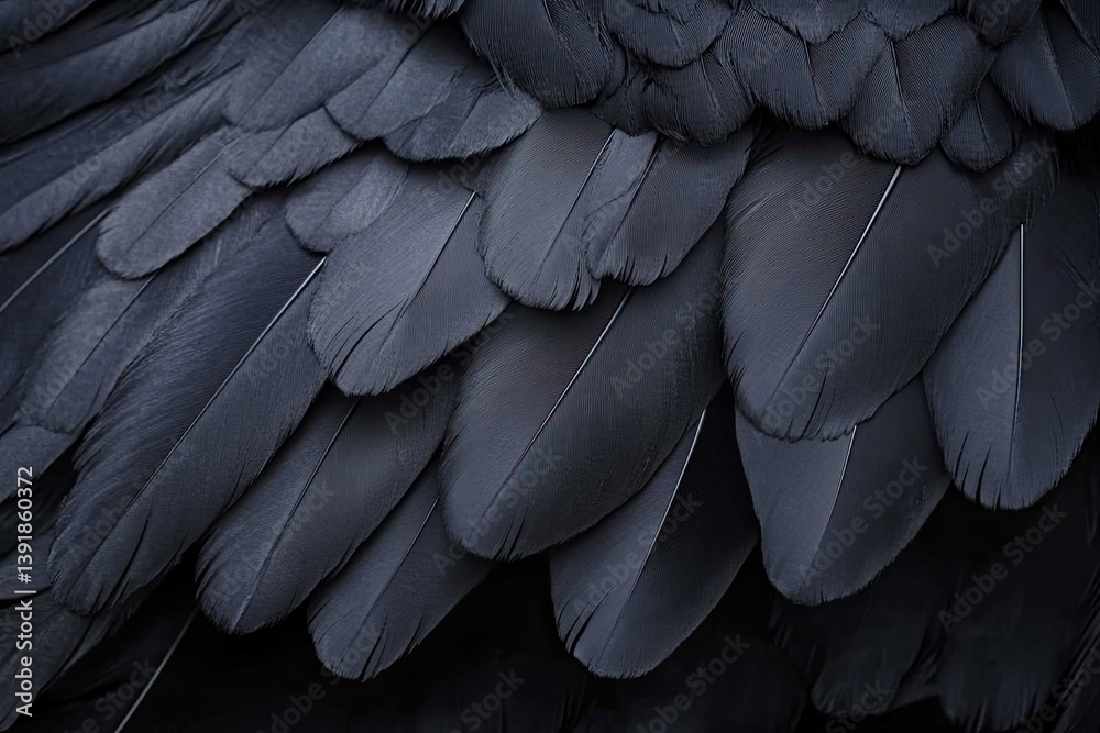 Obraz premium Close Up of Dark Plumage Feathers for Textures and Abstract Background