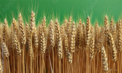 green screen video frame showing peaceful field of tall wheat plants moving slowly in wind against green background