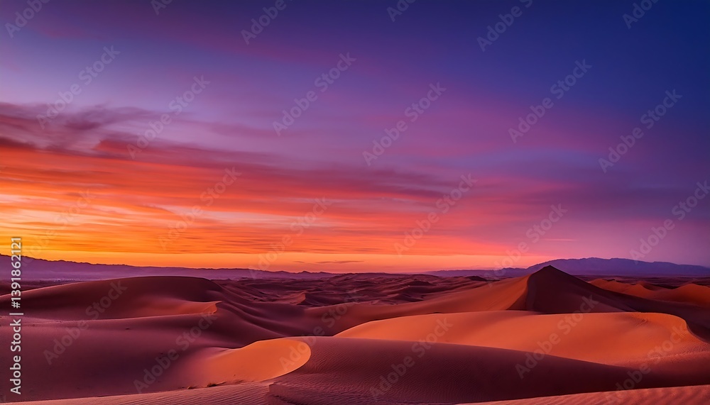 Naklejka premium Grainy Desert Horizon Blending Vibrant Oranges and Purples