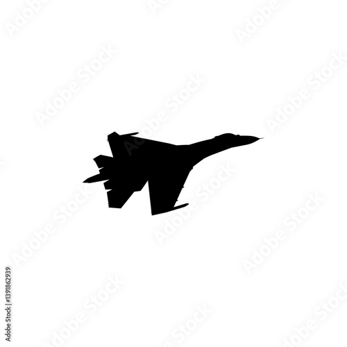 Silhouette of the Jet Fighter, Fighter aircraft are military aircraft designed primarily for air-to-air combat. Vector Illustration