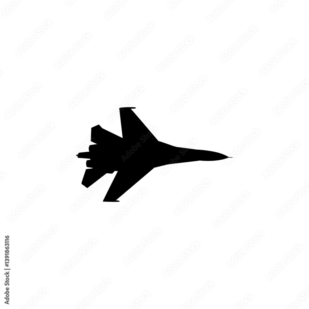 Silhouette of the Jet Fighter, Fighter aircraft are military aircraft designed primarily for air-to-air combat. Vector Illustration Silhouette of the Jet Fighter, Fighter aircraft are military aircraft designed primarily for air-to-air combat. Vector Illustration
