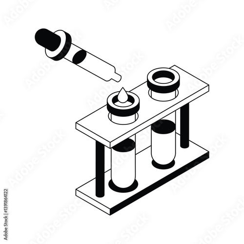 An icon of lab reaction designed in isometric outline style