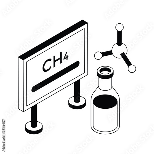 Chemistry class icon creatively designed in isometric style