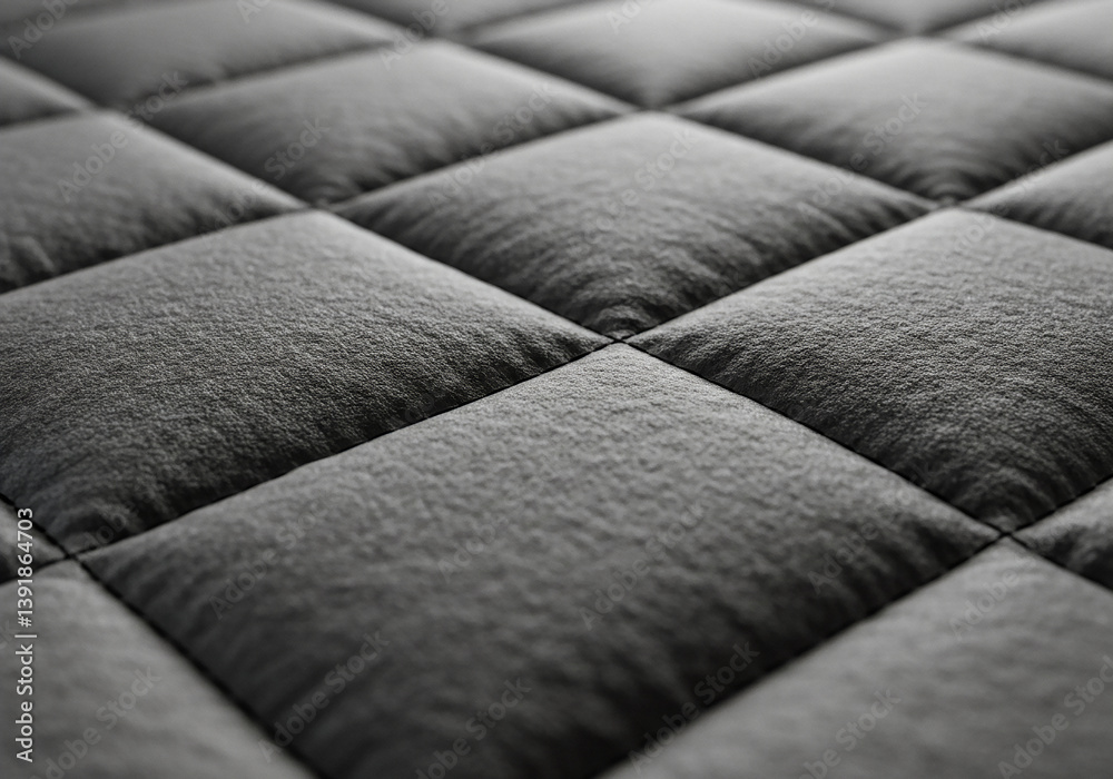 Naklejka premium Quilted Fabric Texture Close-Up Gray, Diamond Pattern, Comfortable Soft Surface, Background, Abstract Design.