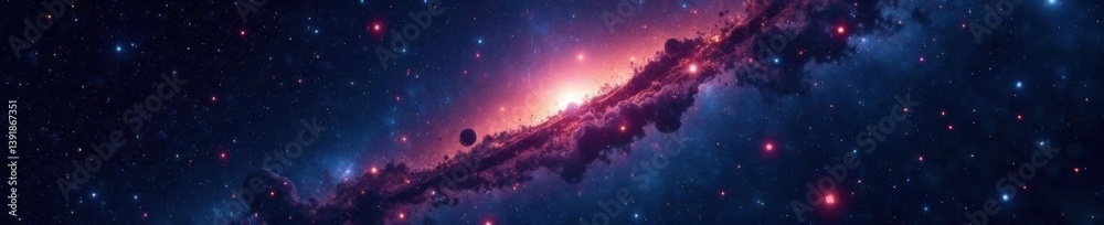 Fototapeta premium Glowing stars in the vast blackness of the universe , starfield, darkness, astrophysics
